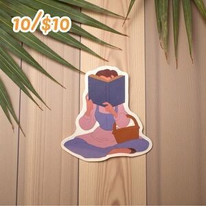 Cozy Reading Girl Vinyl Sticker – Book Lover Aesthetic - Approximately 2 1/4”